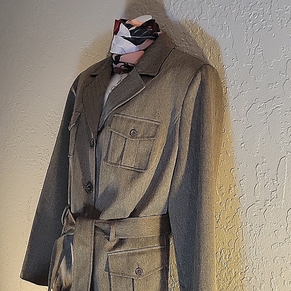 Sophisticated Safari Style 2 PC Skirt Suit, Plus-Size 18W, Elastic, Zipper Skirt